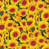 Bright Yellow Sunflowers Flowers Quilting Fabric