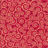 Yellow Swirls on Red Spirals Quilting Fabric