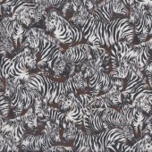 Zebras African Wildlife on Brown Jangala Quilting Fabric