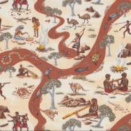 Australian Aboriginal Mullawa on Bush Food Quilting fabric