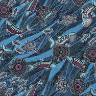 Australian Aboriginal Blue Baanbaan Quilt Fabric