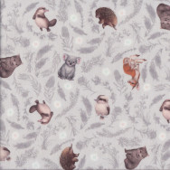 Little Aussie Friends Australian Animals on Grey Quilting Fabric