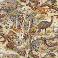 Australian Animals Koala Kangaroo Wombat Snake Echidna Dingo Quilt Fabric