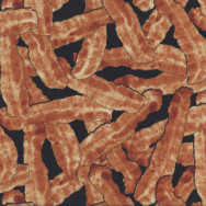 Bacon on Black Kitchen Quilting Fabric