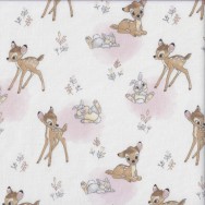 Bambi Thumper on White Deer Rabbit Licensed Quilting Fabric