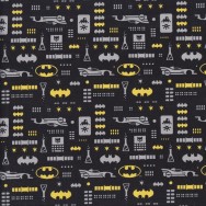 Batman Icons on Black DC Comics Licensed Quilting Fabric