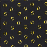Batman Symbols in Circles on Black DC Comics Bats Licensed Quilting Fabric