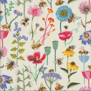Bees and Colourful Wild Flowers Bee Haven Quilting Fabric