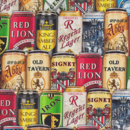 Beer Cans of the World Mens Ale House Quilting Fabric