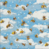 Bees Bumbles Bees Blue Sky Clouds Insect Quilting Fabric