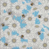 Daisies Feed The Bees on Light Grey Flowers Quilting Fabric