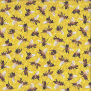 Bees on Yellow Frolicking Fields Insect Quilting Fabric