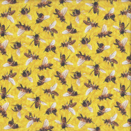 Bees on Yellow Quilting Fabric Remnant 48cm x 112cm