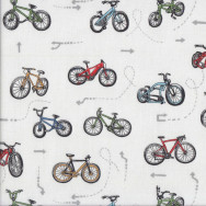 Bicycles on White Bikes Cycling On Two Wheels Sport Quilting Fabric