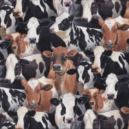 Black & White Brown Cows Farm Animal Country Dairy Quilting Fabric