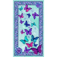 Beautiful Butterflies Pebbles Crystals Butterfly Quilting Fabric Panel See Description