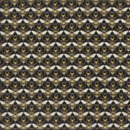 Bees in a Row on Black with Metallic Gold Buzzworthy Quilting Fabric
