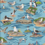 Puffins Seagulls Albatross By The Sea Ocean Quilting Fabric