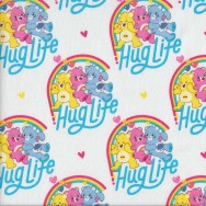 Care Bears Hug Life on White Girls Kids Licensed Quilting Fabric