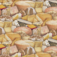 Cheese Fromage Camembert Swiss Brie Chedder Kitchen Quilting Fabric