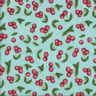 Red Cherries on Aqua Home Quilting Fabric
