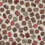 Chocolates Confections Sweets Metallic Quilt Fabric