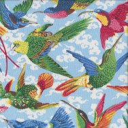 Colourful Birds Parrots Quilt Fabric