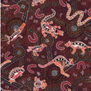 Australian Aboriginal Cudgegong Kangaroo Snake Animals Quilt Fabric 
