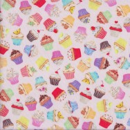 Small Cupcakes on Pastel Pink Sweet Tooth Quilting Fabric