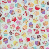 Small Cupcakes on Pastel Blue Sweet Tooth Quilting Fabric