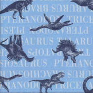 Dinosaurs on Blue Triceratops Brachiosaurus Fabric