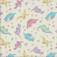 Dinosaurs on White Quilting Fabric