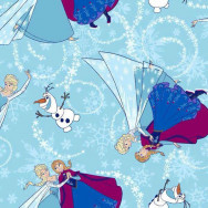Disney Frozen Anna Elsa Olaf With Glitter Licensed Girls Kids Quilt Fabric