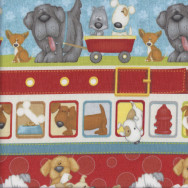 Cute Dogs and Suds Bubbles Border Print quilting Fabric