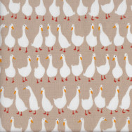 White Ducks on Light Brown Geese Farm Animal Quilting Fabric