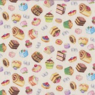 Delicious Cakes Cupcakes Tarts on Cream Fancy Tea Quilting Fabric