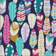 Plucked Feathers Spots on Navy Quilting Fabric
