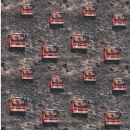 Small Fire Engines Trucks on Brown Gravel Wildfire Heroes Quilting Fabric 