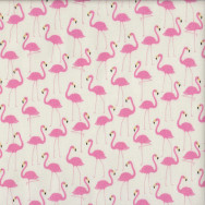 Pink Flamingos on Cream Bird Quilting Fabric