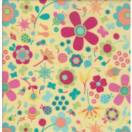 Flowers on Yellow Quilting Fabric