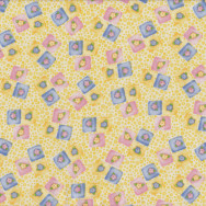 Flowers in Squares on Yellow Tea For Two Quilt Fabric