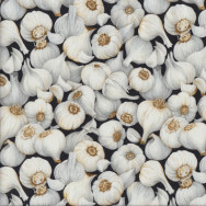 Garlic Cloves on Black Vegetable Quilting Fabric