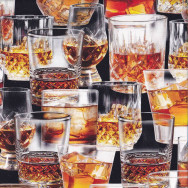 Scotch Whiskey on the Rocks Alcohol Spirit Top Shelf Quilting Fabric