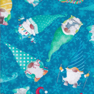 Christmas Gnomes on Blue Snowflakes Gnome Wonderland Quilting Fabric