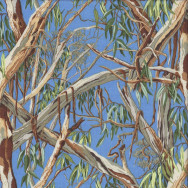 Australian Gum Trees Leaves on Blue Eucalyptus Landscape Quilting Fabric
