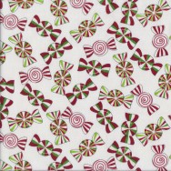 Holiday Cheer Peppermint Candy on White Christmas Quilting Fabric