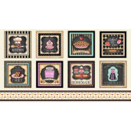 Home Sweet Home Retro Kitchen Squares Love Hearts Quilt Fabric Panel 