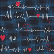Nurses EKG Heartbeat Quilting Fabric