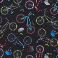 Bicycles Black Quilting Fabric