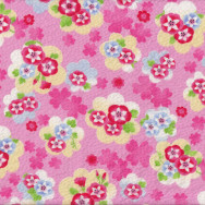 Japanese Asian Floral Design on Pink Seersucker Cotton Fabric